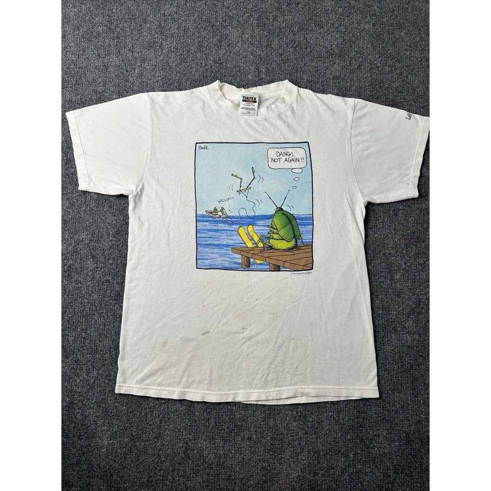 Mens T Shirt Cartoon Graphic 1996 Universal Press White, Size L